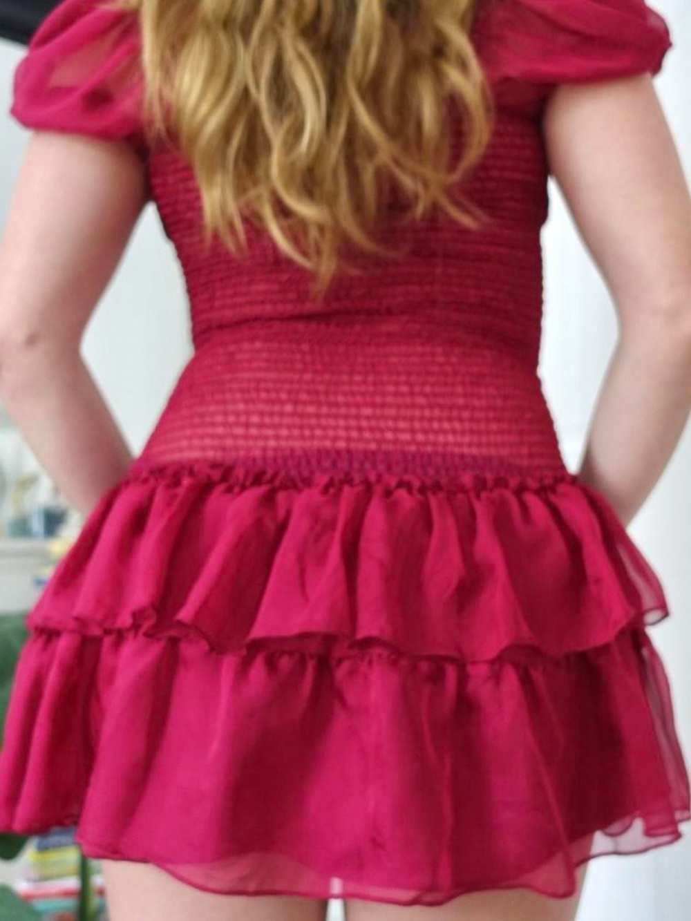 I.AM.GIA Smocked Ruffle Babydoll Dress — Raspberry - Picture 2 of 4